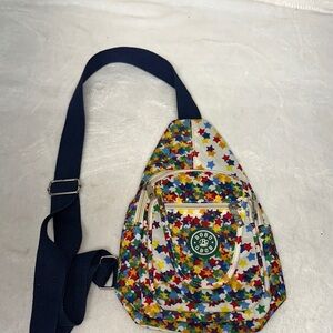 Blue and Yellow Mosaic Backpack with Adjustable Strap